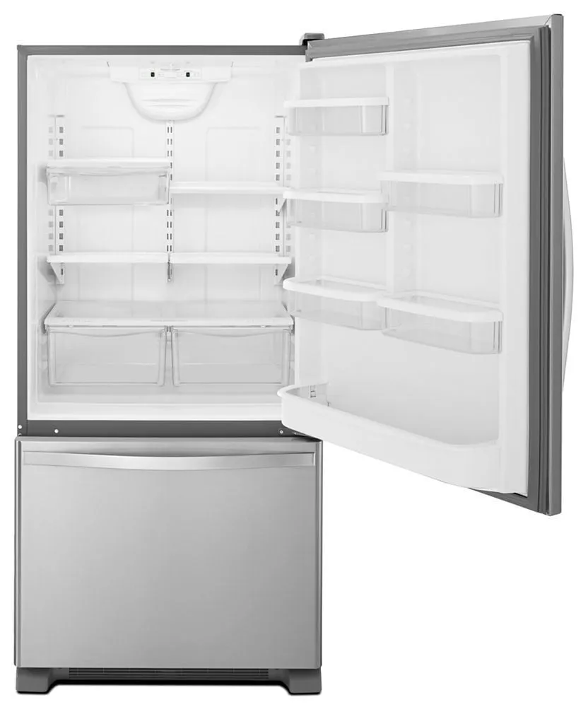 Whirlpool WRB322DMBM 33-Inches Wide Bottom-Freezer Refrigerator With Spillguard Glass Shelves - 22 Cu. Ft