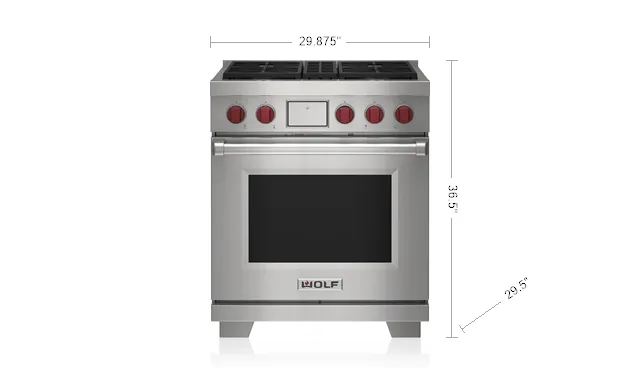 Wolf DF30450BKP 30" Dual Fuel Range - 4 Burners
