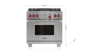 Wolf DF36450CSP 36" Dual Fuel Range - 4 Burners And Infrared Charbroiler