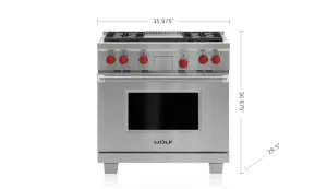 Wolf DF36450GSP 36" Dual Fuel Range - 4 Burners And Infrared Griddle