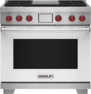 Wolf DF36450GWHPLP 36" Dual Fuel Range - 4 Burners And Infrared Griddle