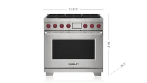 Wolf DF36650SP 36" Dual Fuel Range - 6 Burners