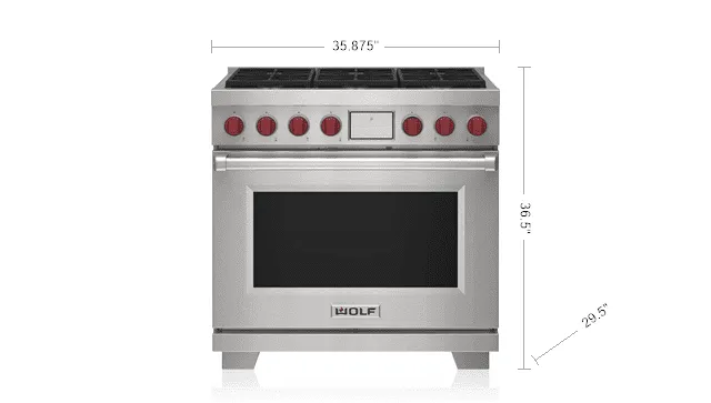 Wolf DF36650SPLP 36" Dual Fuel Range - 6 Burners