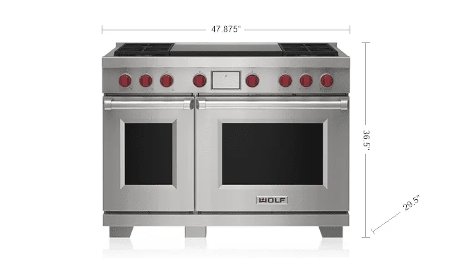Wolf DF48450DGSPLP 48" Dual Fuel Range - 4 Burners And Infrared Dual Griddle