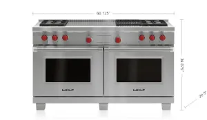 Wolf DF604CFLP 60" Dual Fuel Range - 4 Burners, Infrared Charbroiler And French Top