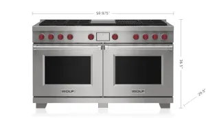 Wolf DF60650CGSP 60" Dual Fuel Range - 6 Burners, Infrared Charbroiler And Infrared Griddle