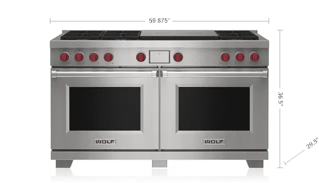 Wolf DF60650FSP 60" Dual Fuel Range - 6 Burners And French Top