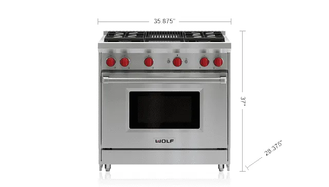 Wolf GR364C 36" Gas Range - 4 Burners And Infrared Charbroiler