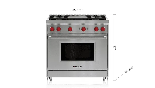 Wolf GR364G 36" Gas Range - 4 Burners And Infrared Griddle