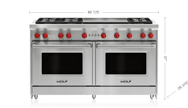 Wolf GR606DGLP 60" Gas Range - 6 Burners And Infrared Dual Griddle