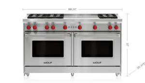 Wolf GR606F 60" Gas Range - 6 Burners And French Top