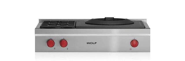 Wolf SRT362W 36" Sealed Burner Rangetop - 2 Burners And Wok Burner