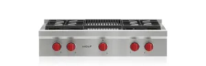 Wolf SRT364CLP 36" Sealed Burner Rangetop - 4 Burners And Infrared Charbroiler