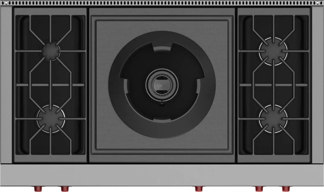 Wolf SRT484W 48" Sealed Burner Rangetop - 4 Burners And Wok Burner